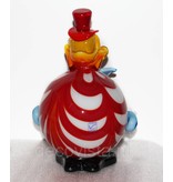 Vetri di Murano Clown met ronde buik rood/wit - muranoglas