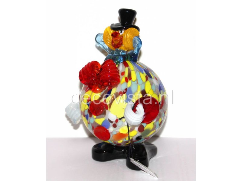 Vetri di Murano Clown mit runden Bauch rot/weiß - Murano-Glas