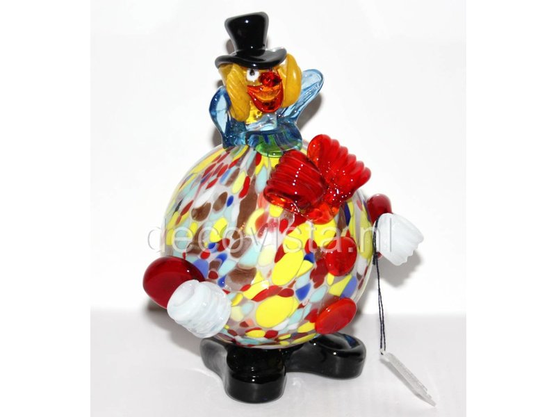 Vetri di Murano Clown mit runden Bauch rot/weiß - Murano-Glas