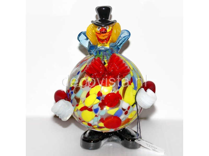 Vetri di Murano Clown mit runden Bauch rot/weiß - Murano-Glas