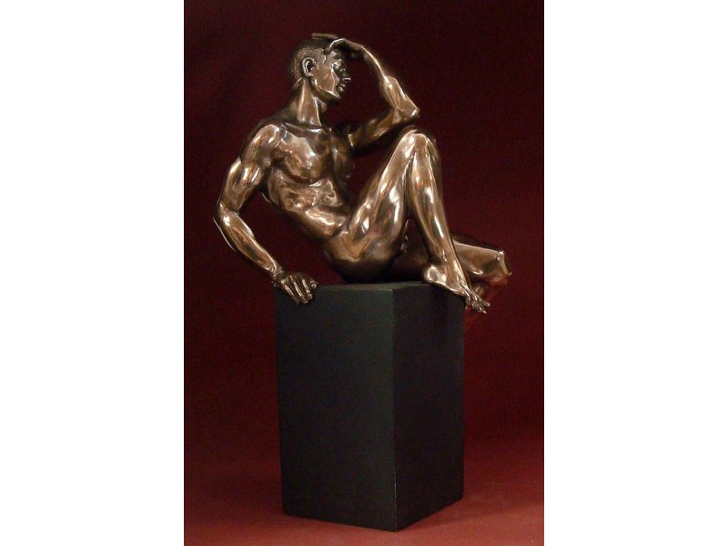 BodyTalk Nude statue bodybuilder on black pedestal