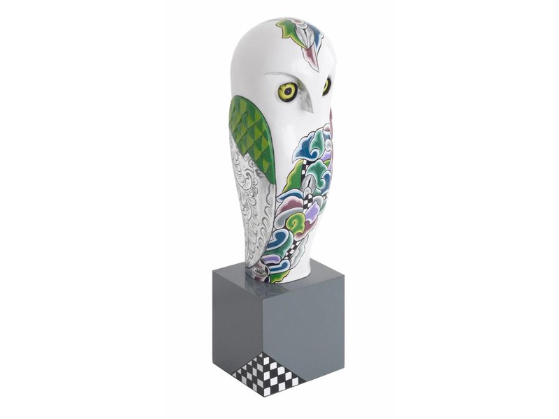 Toms Drag Snowy owl on pedestal - L - Silver Line