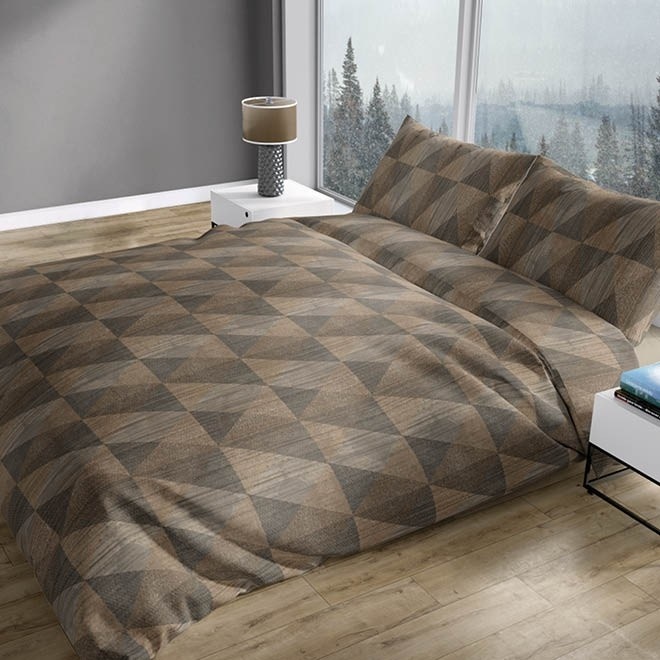 Romanette Dekbedovertrek Flanel Topic Taupe