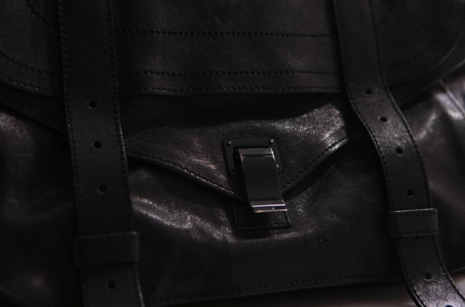 Proenza Schouler, PS1 Large Leather Black on Black Hardware