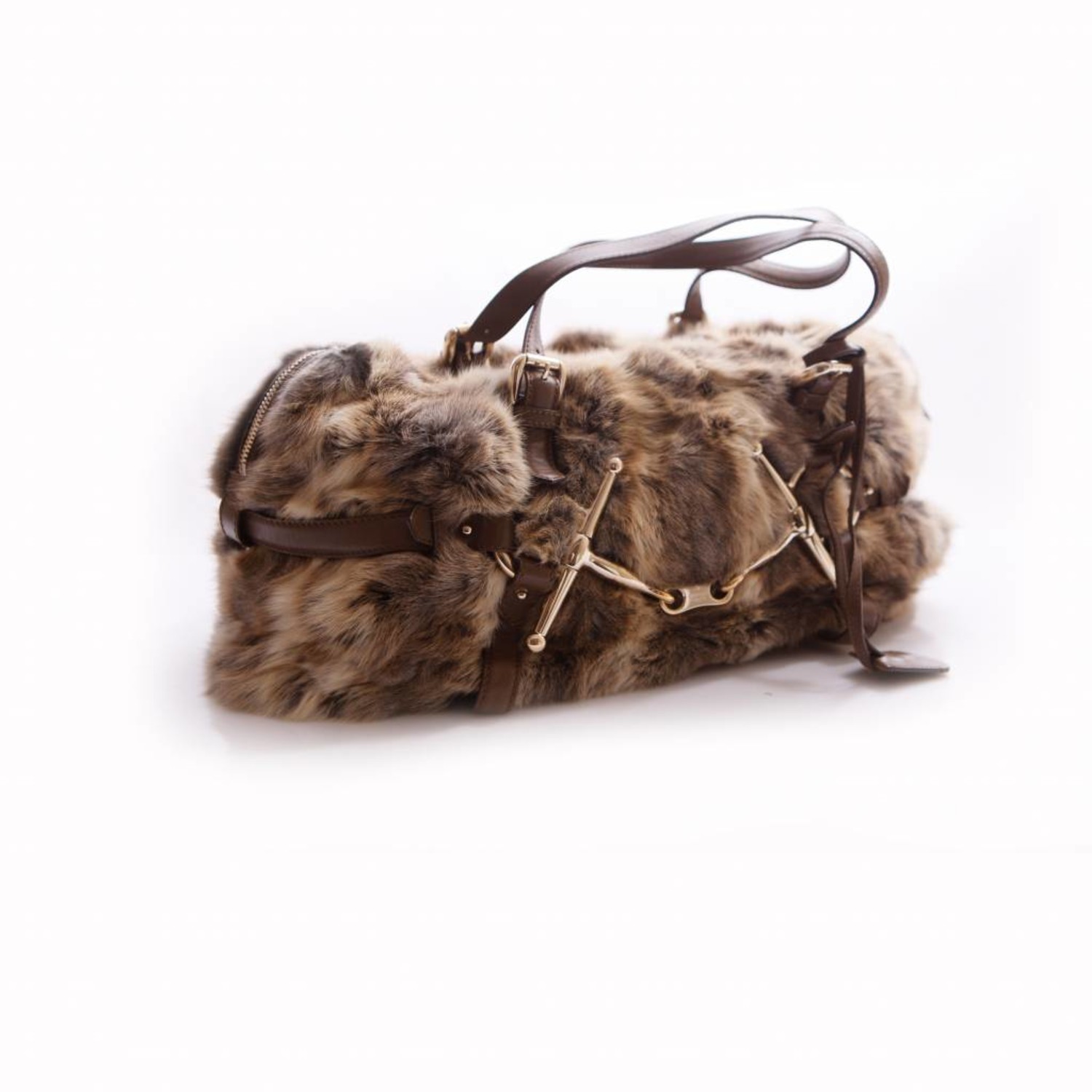 GUCCI Rabbit Fur 85th Anniversary Horsebit shoulder bag. - Unique