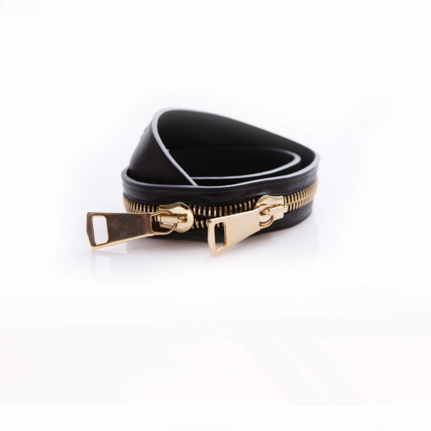 Ronald Pineau Ronald Pineau, black leather belt with golden zipper