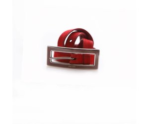 kern niezen Koel Prada, rood suede riem met bruine gesp. - Unique Designer Pieces