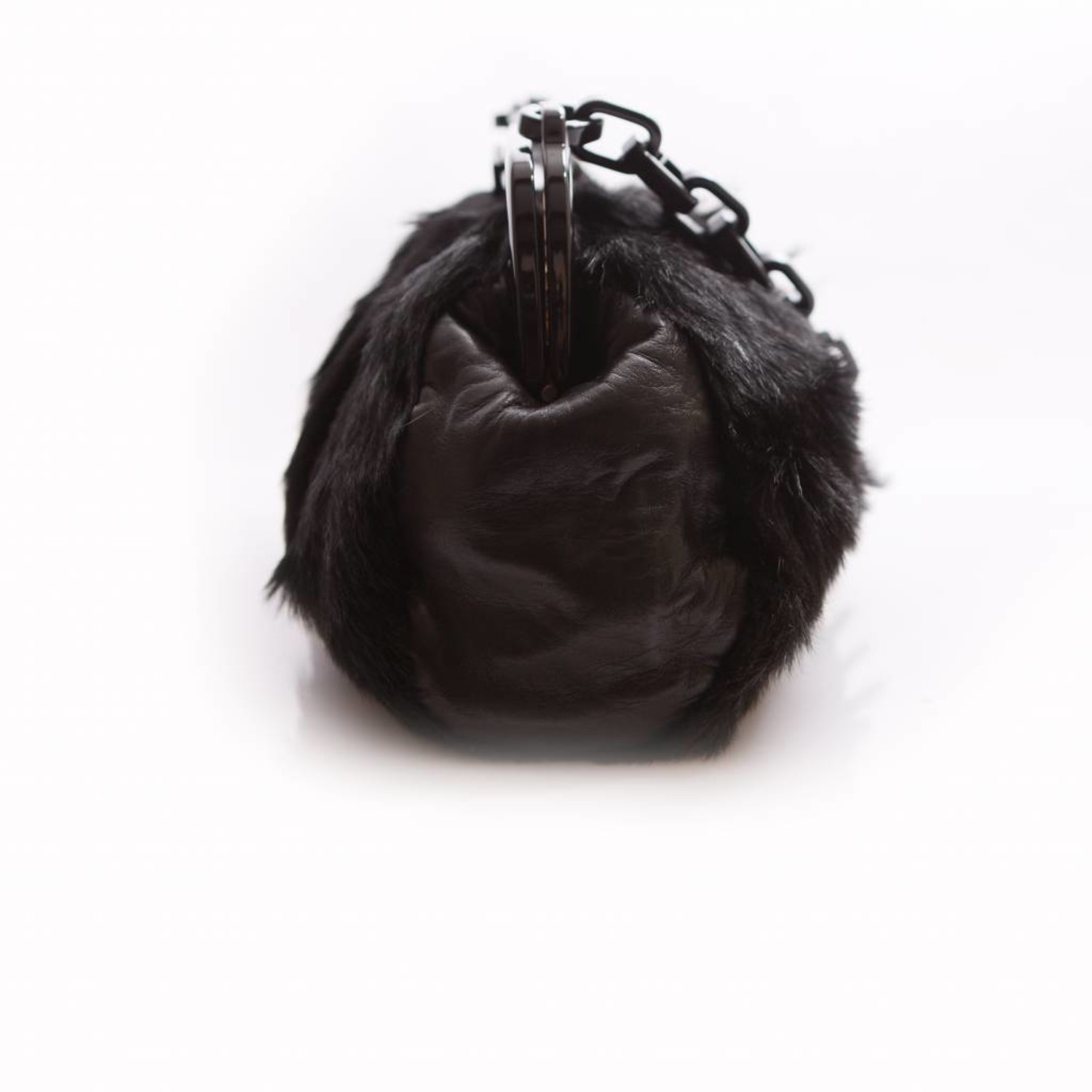 Chanel Black Fur bag with Plastic Chain at 1stDibs