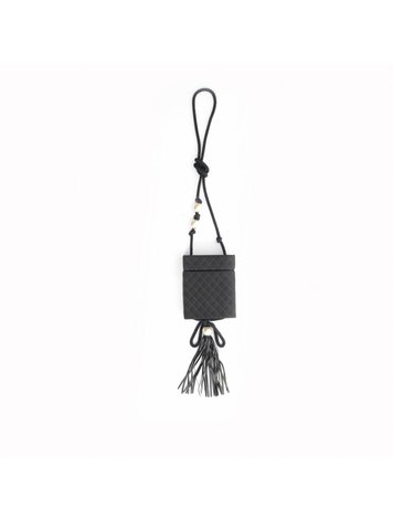 Chanel, Vintage black Lambskin quilted shoulder bag with tassel