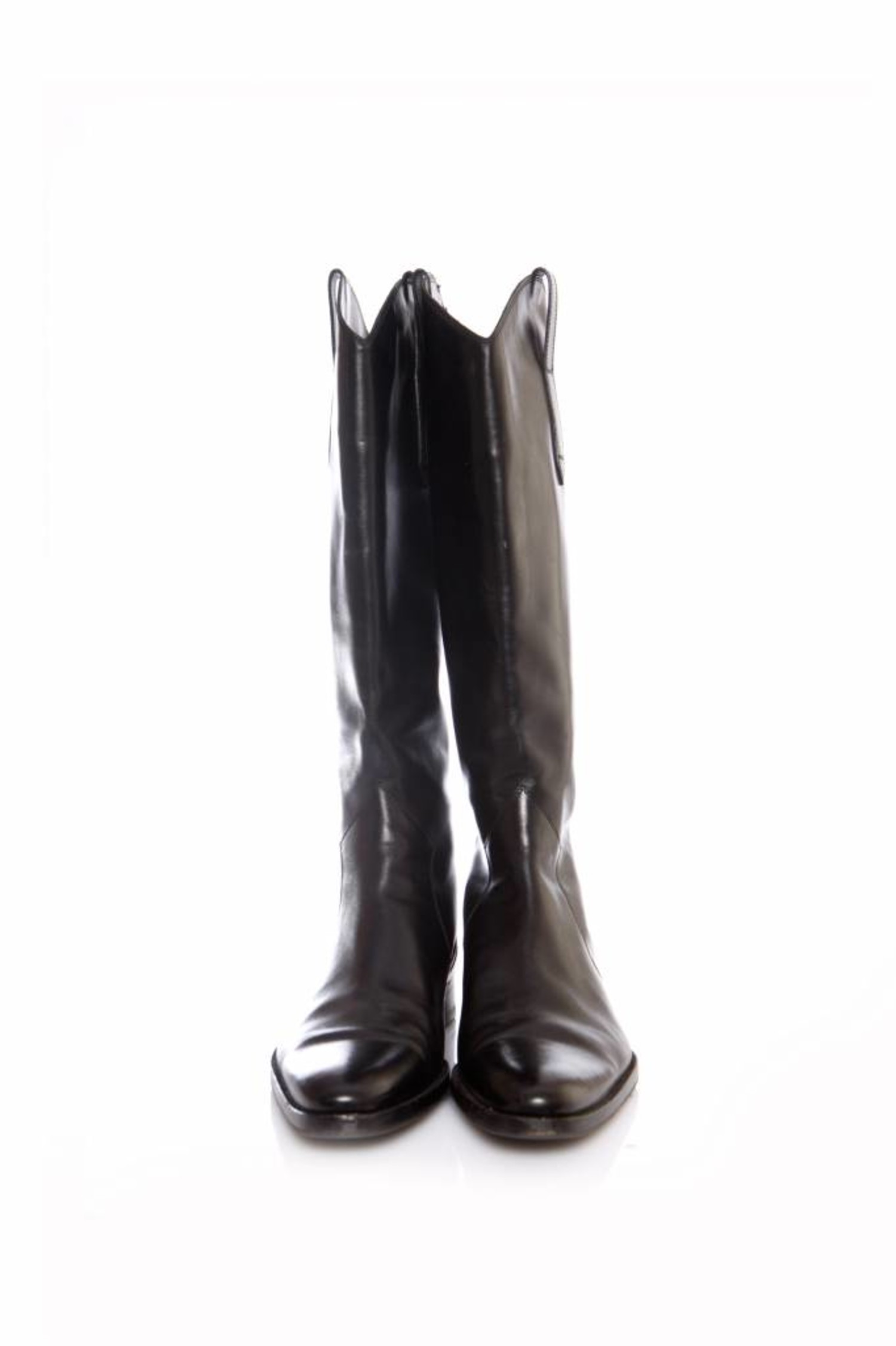 Santoni, black leather horse riding boots. - Unique Designer Pieces