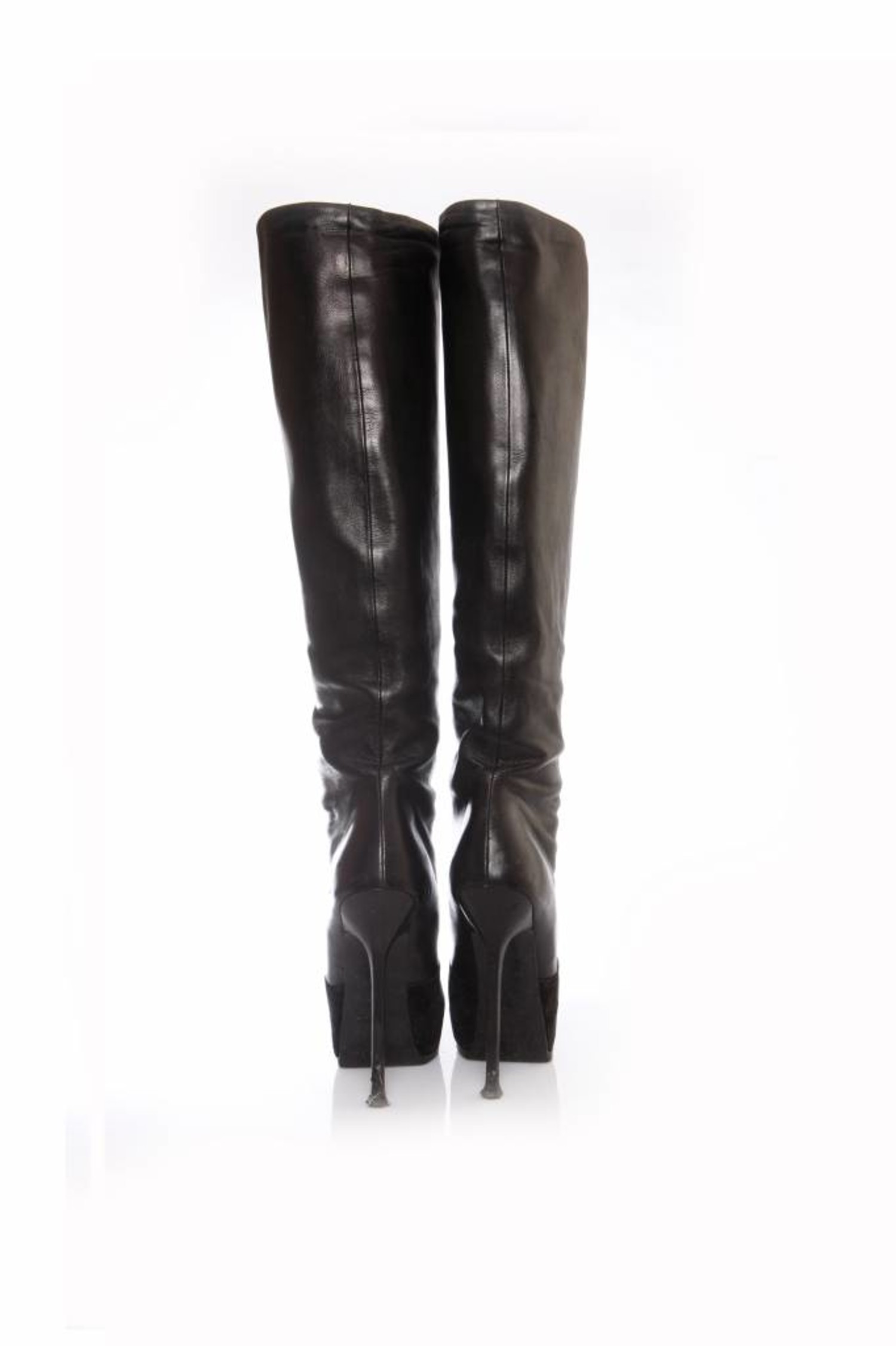 Yves Saint Laurent, zwart leren overknie tribute laarzen. - Unique Designer  Pieces