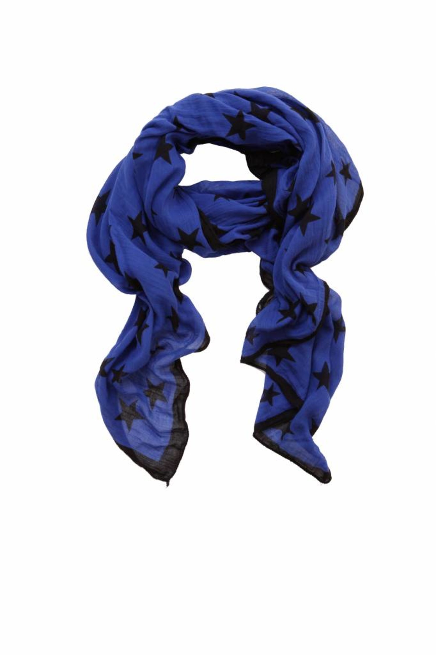 Geld lenende Glimp Uittreksel Rika Rika, blauwe shawl met zwarte sterren. - Unique Designer Pieces