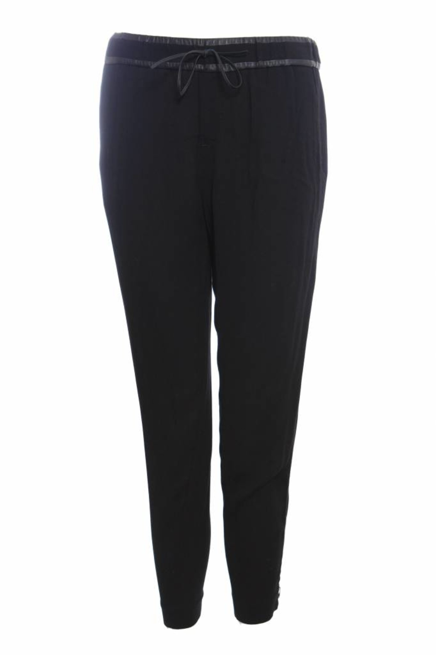 Helmut Lang Helmut Lang, zwarte sportieve pantalon broek met ritsen en  leren details in maat 2/M. - Unique Designer Pieces