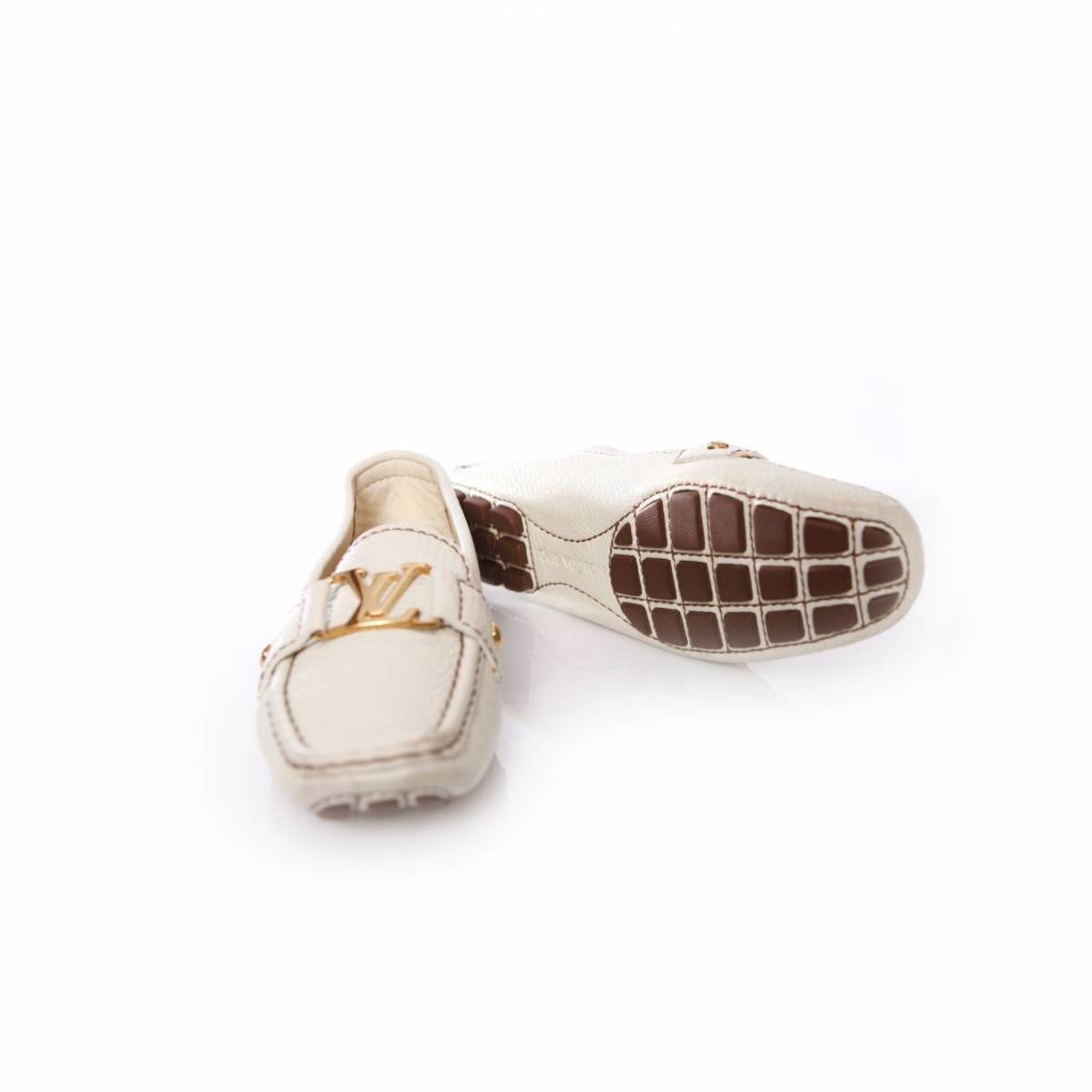 LOUIS VUITTON T39 white patent leather loafers - VALOIS VINTAGE PARIS