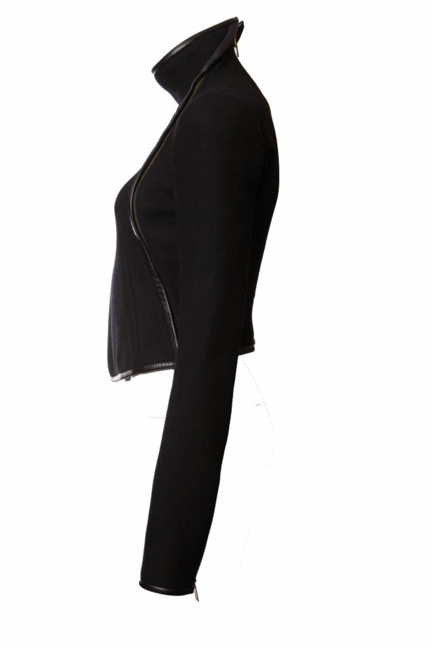 Gareth Pugh, black woollen coat with double golden zipper and