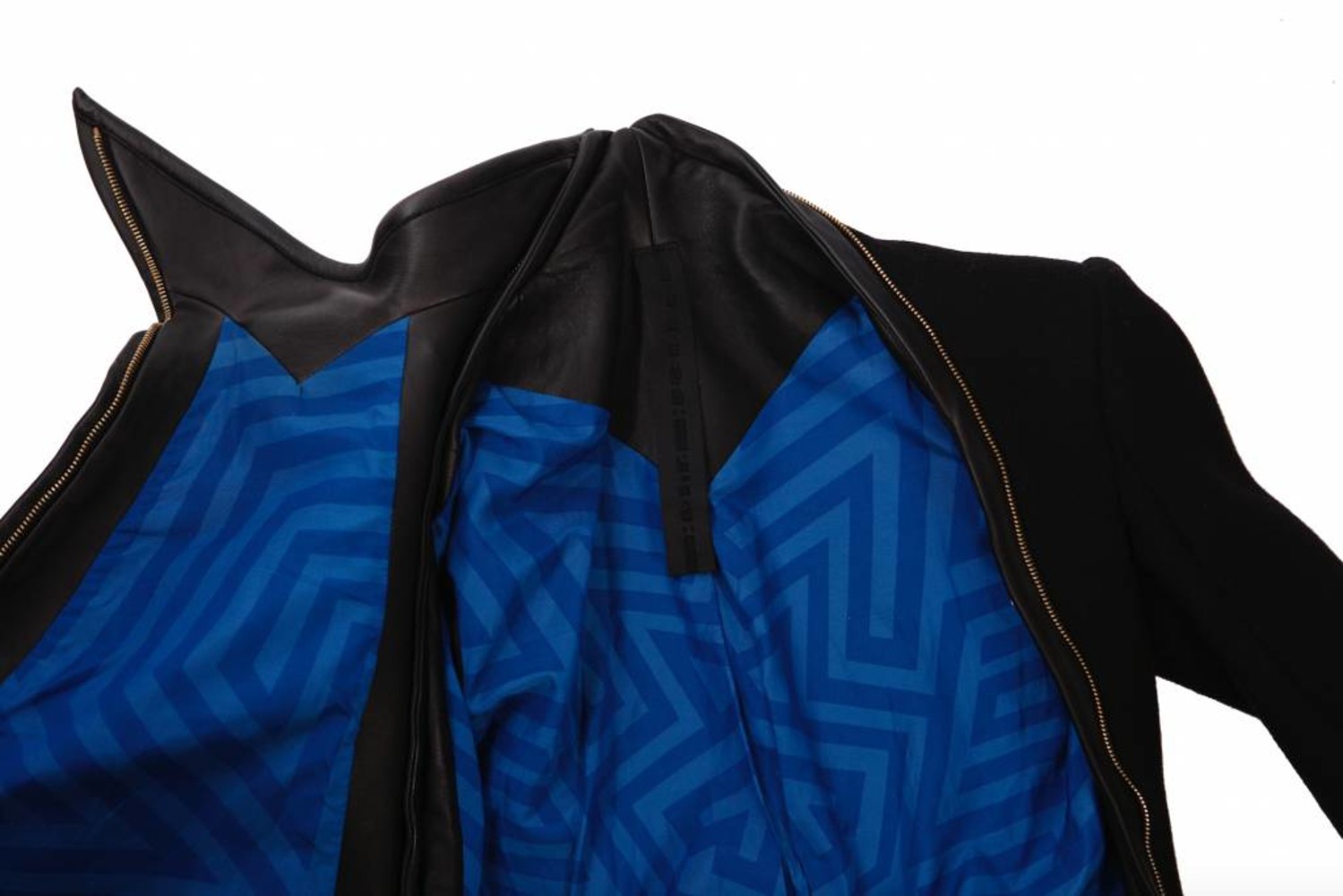 Gareth Pugh コート Gareth Pugh, black woollen coat with double golden zipper and