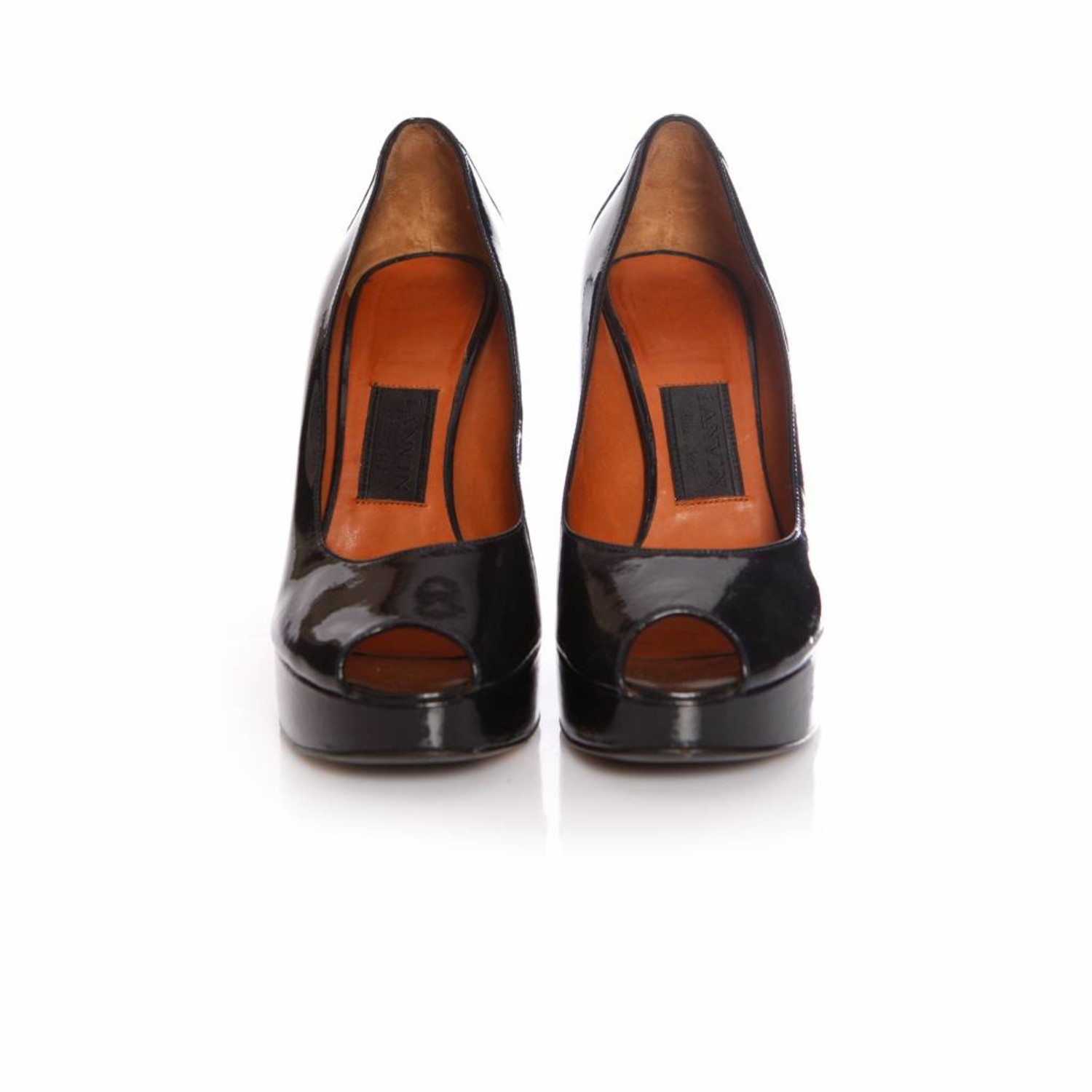 Lanvin, (hiver 2008) dark blue patent leather platform peep