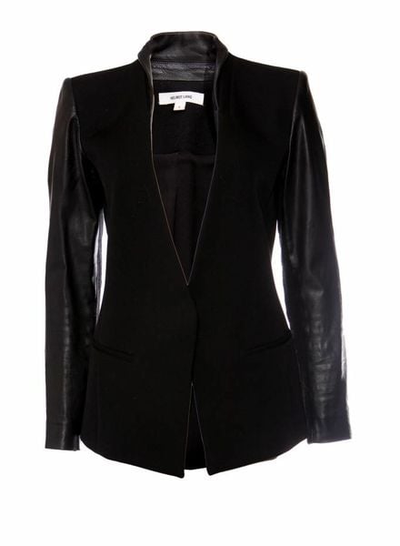 blazer met leren mouwen