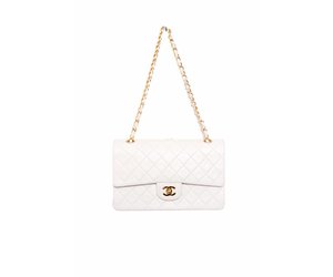 Chanel, timeless white 2.55 double flap bag with gold hardware