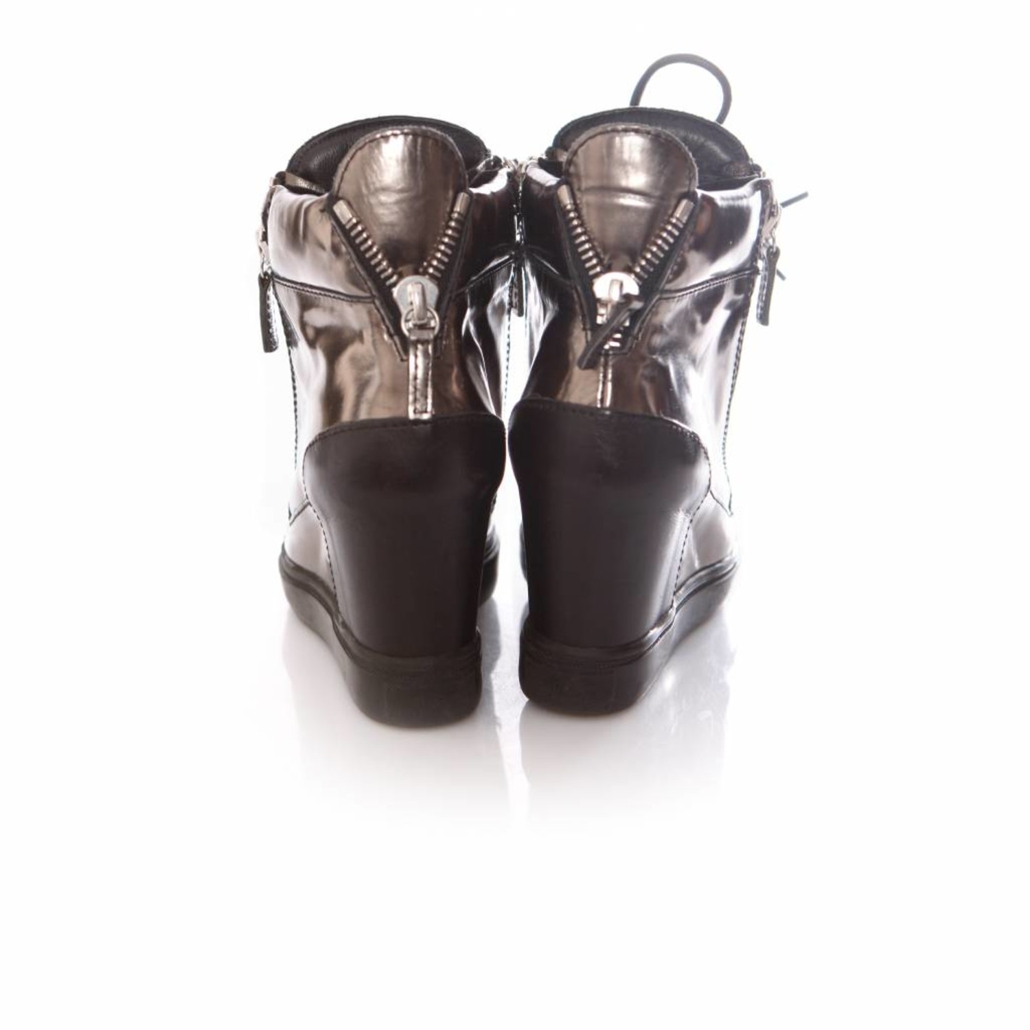 Giuseppe Zanotti, Bronze coloured high shine wedge sneakers in