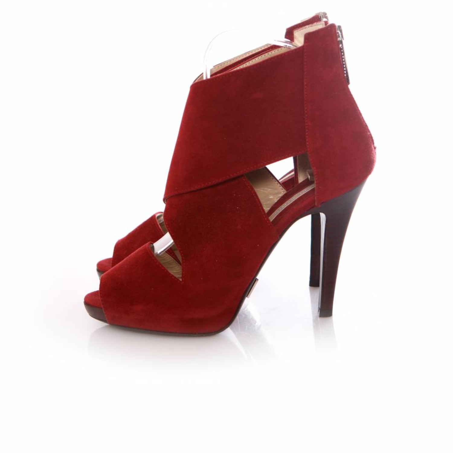 Michael Kors, cherry red coloured suede sandals. - Unique Designer Pieces