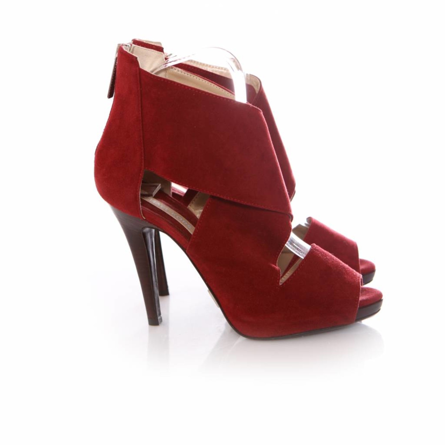 Michael Kors, cherry red coloured suede sandals. - Unique Designer Pieces
