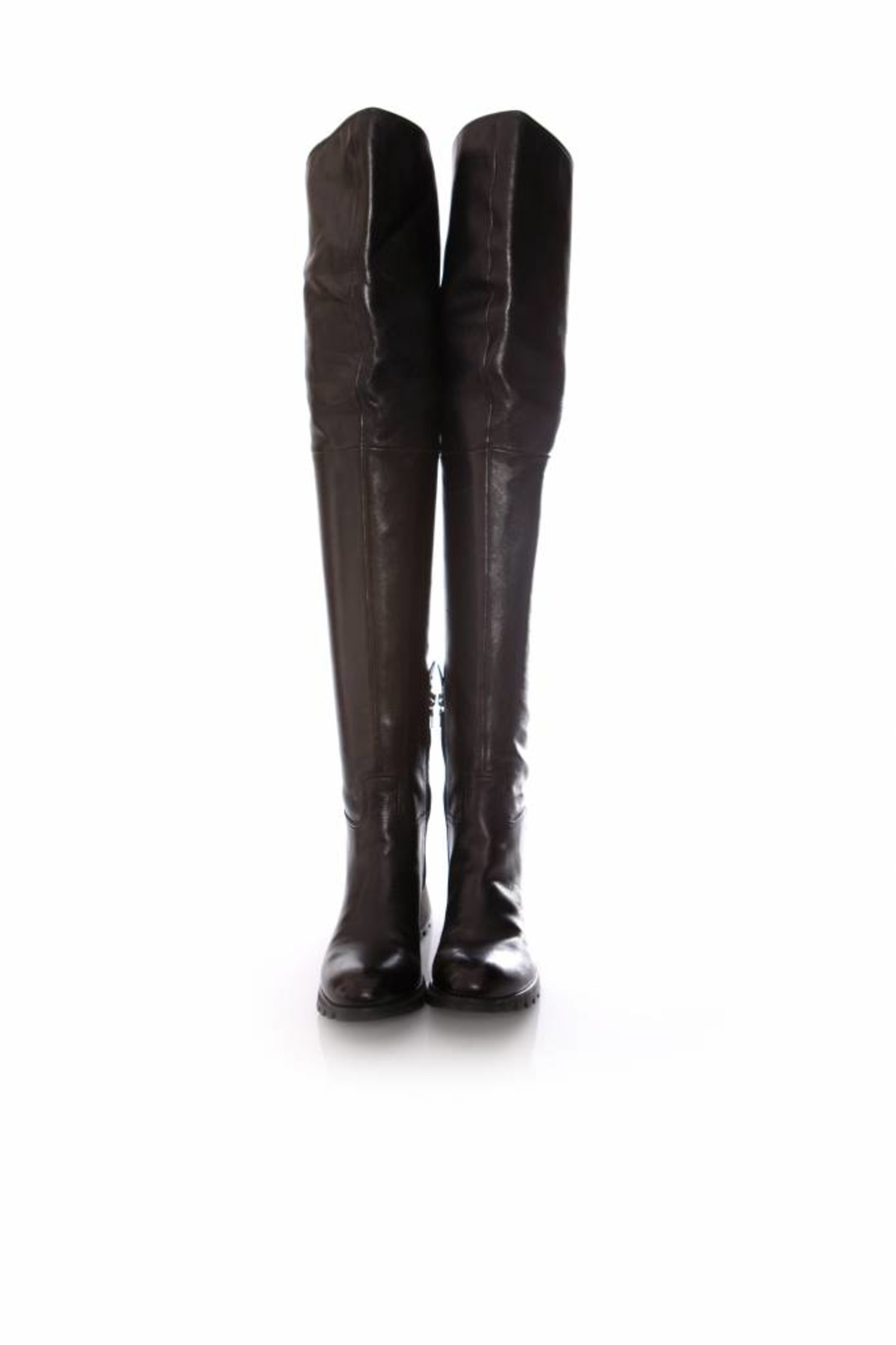 Prada, long black leather boots. - Unique Designer Pieces