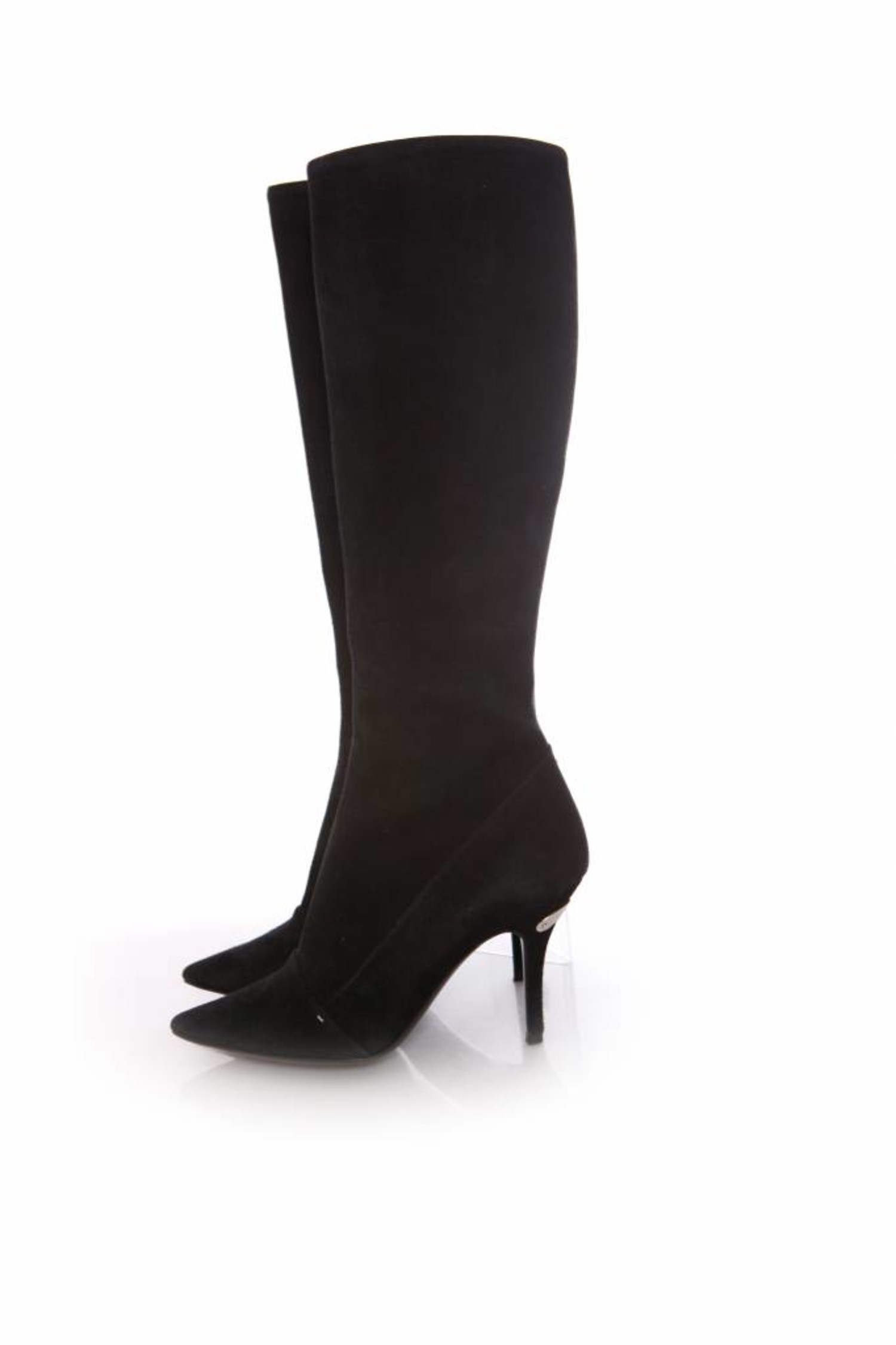 LOUIS VUITTON Art Deco Suede & Leather Heel Logo Ankle Boots Size EU  38.5 US 8.5