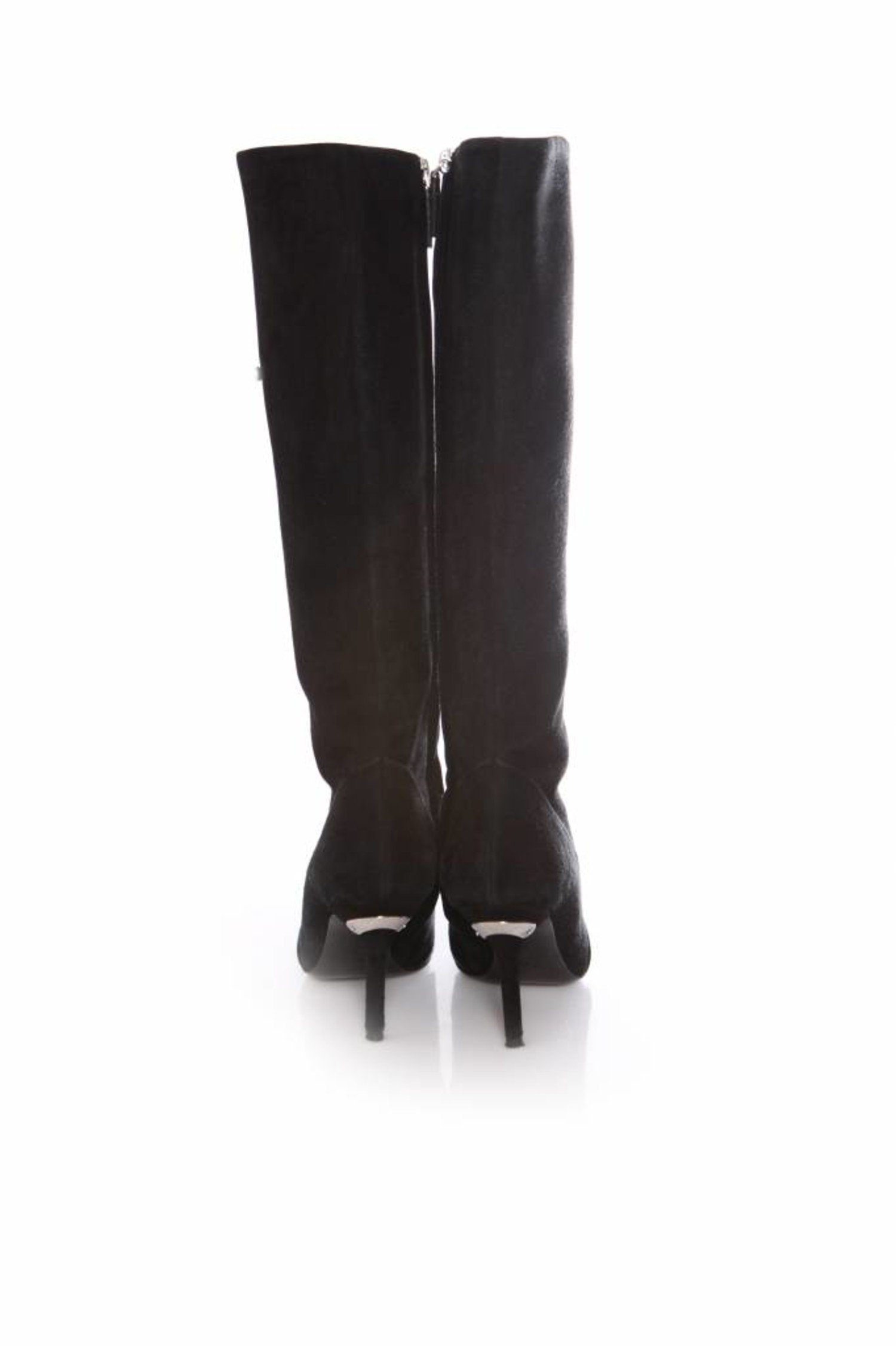 Louis Vuitton Black Suede and Patent Ruffle Cancan Velvet Lace Up Knee Boots  Size 37 Louis Vuitton