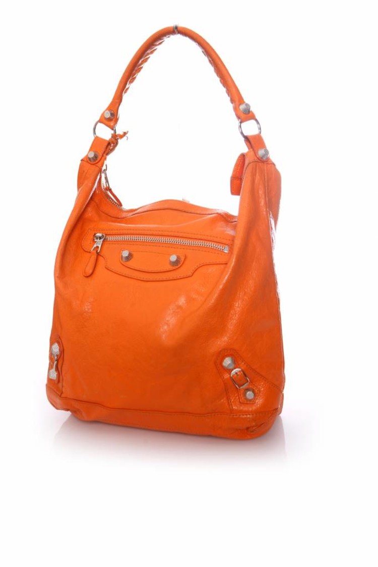 Balenciaga, Orange lambskin day Hobo bag. - Unique Designer Pieces