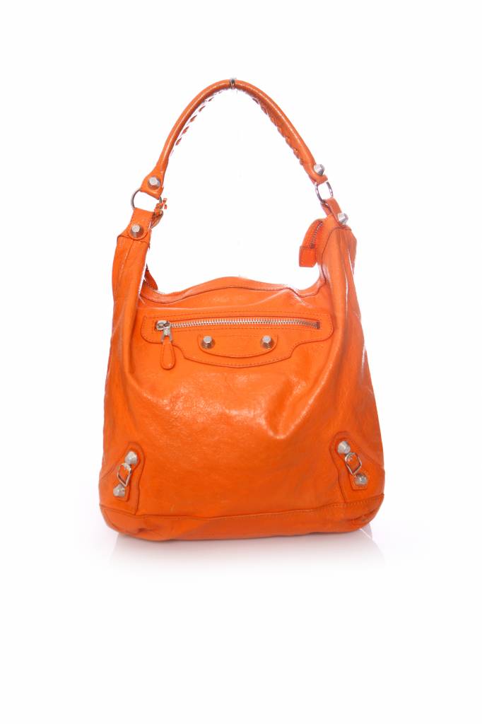 Balenciaga, Orange lambskin day Hobo bag. - Unique Designer Pieces