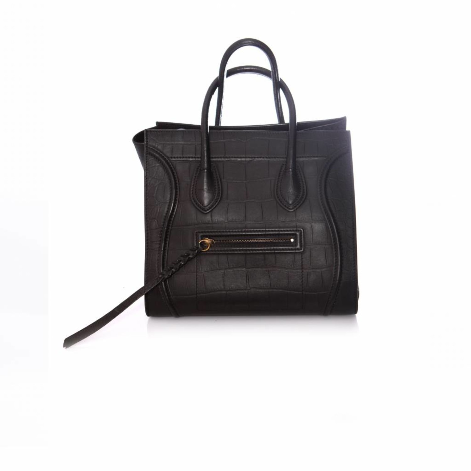Celine, Croc-Stamped-Phantom-Luggage-Tote in black. - Unique
