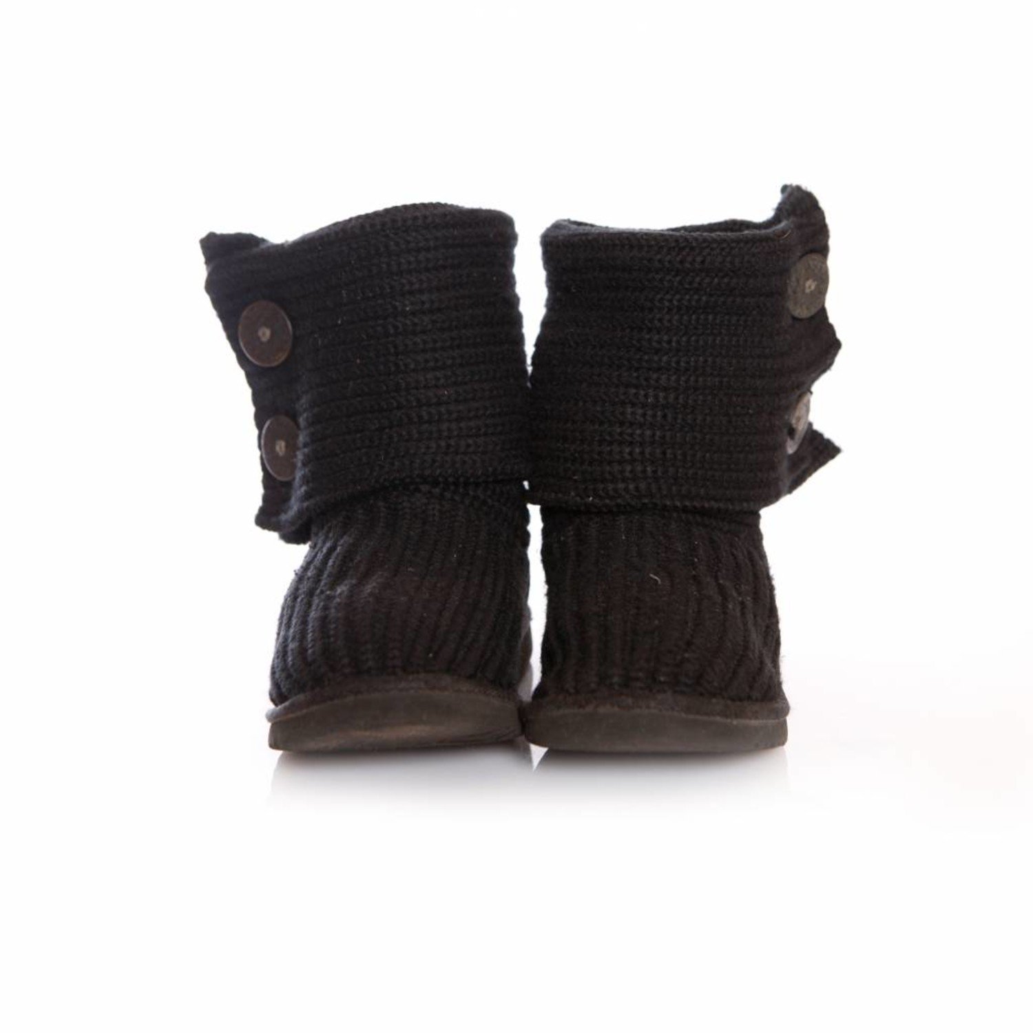 eerste Vergadering Misverstand UGG, zwarte gebreide enkellaarsjes met omslag . - Unique Designer Pieces