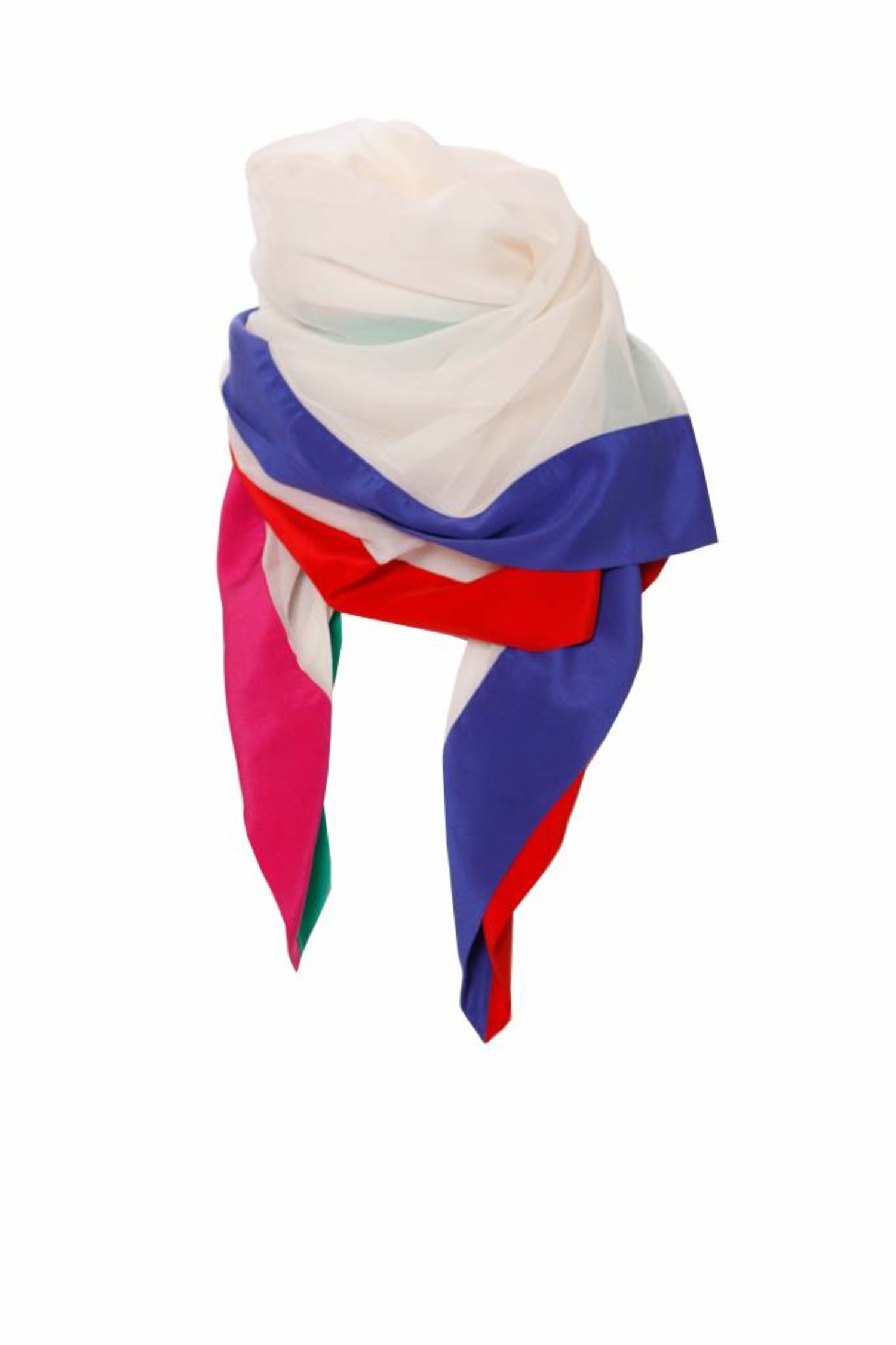 Bespreken Ontvanger Tegenstander Yves Saint Laurent, Vintage creme/off white kleurige vierkante shawl met  gekleurde rand. - Unique Designer Pieces