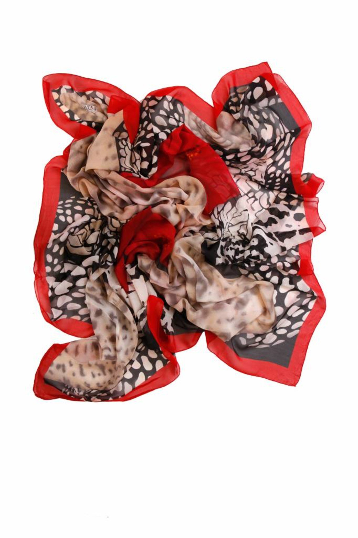 red and white silk scarf