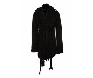 Ann Demeulemeester, black hooded woolen wrap cardigan - Unique