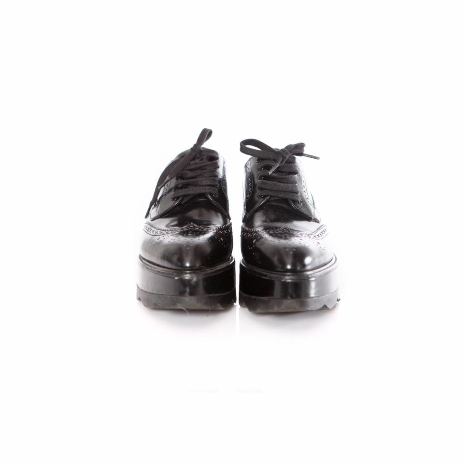 Prada brogue thick sole shoe Prada Brushed Leather Derby Brogues | Saks Fifth Avenue main image 3
