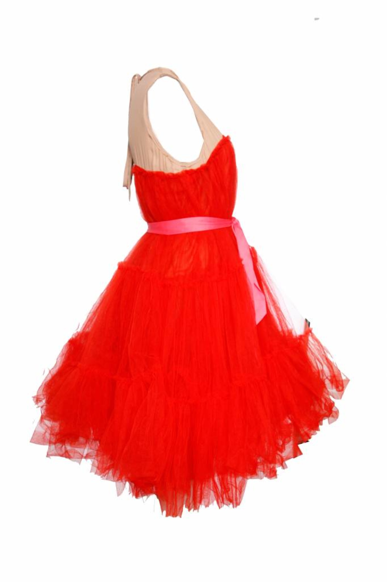 Lanvin X H&M, Rood oranje tule jurk Unique Designer Pieces