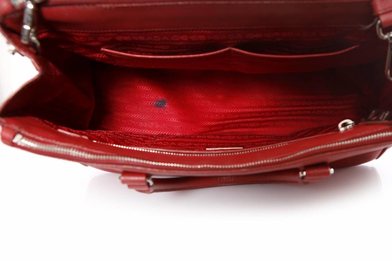 Prada, Galleria tote bag in red saffiano leather. - Unique Designer Pieces