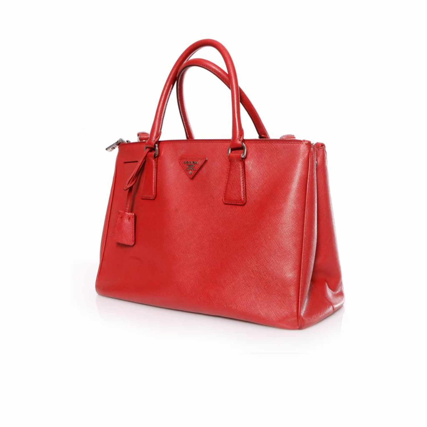 Prada, Galleria tote bag in red saffiano leather. - Unique Designer Pieces