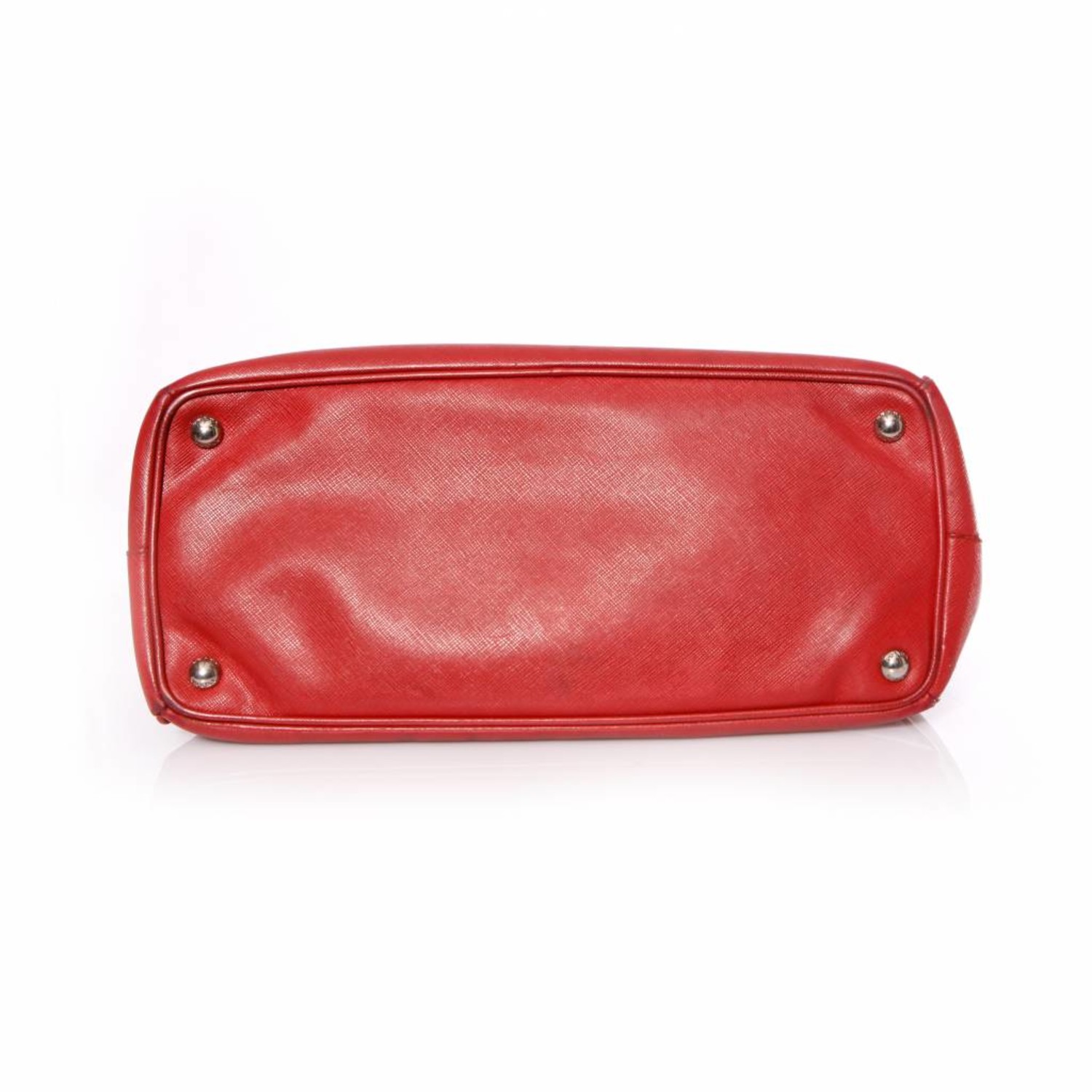 Vintage Prada Red Saffiano Leather Large Galleria Tote Bag