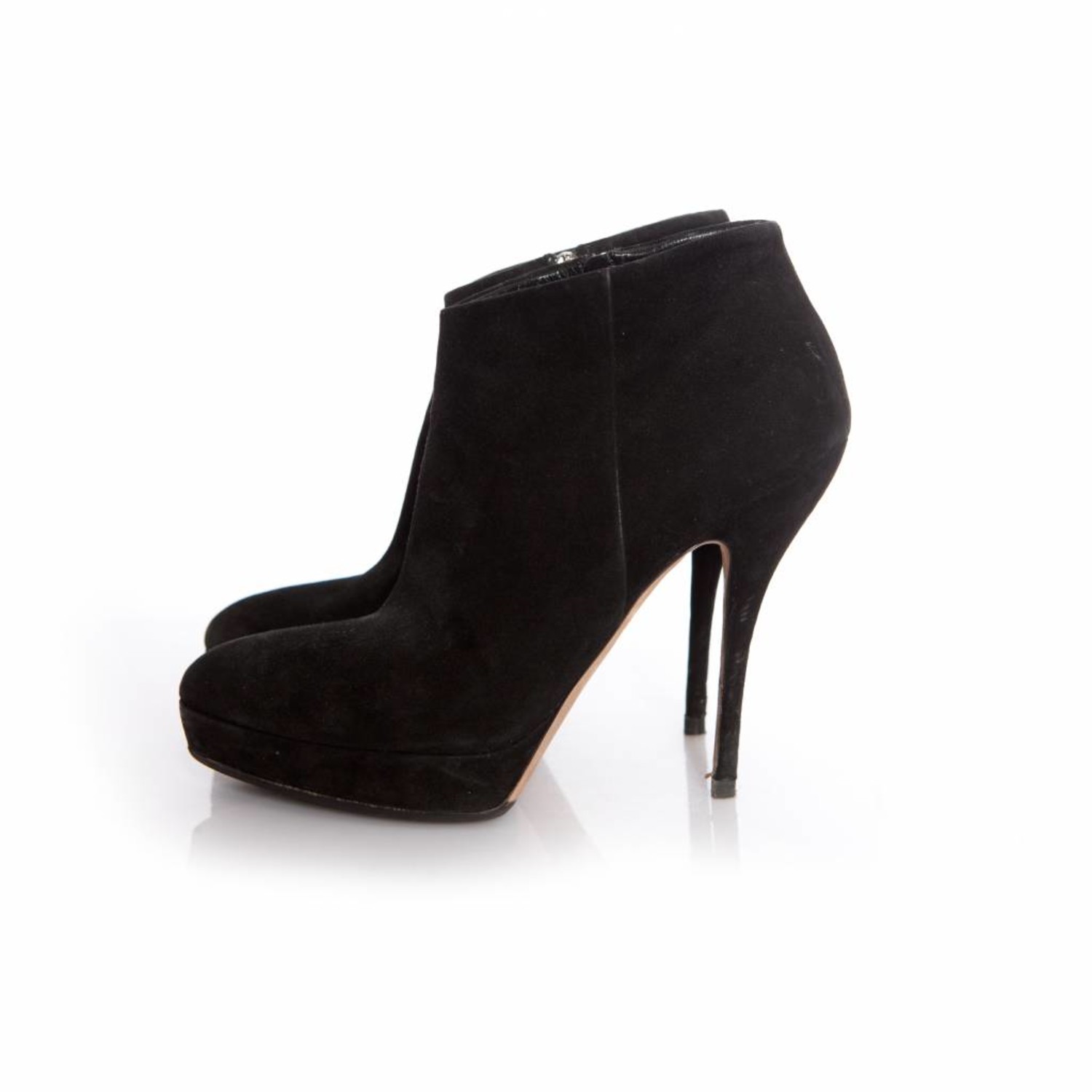 Gucci, pointed black suede ankle boots 