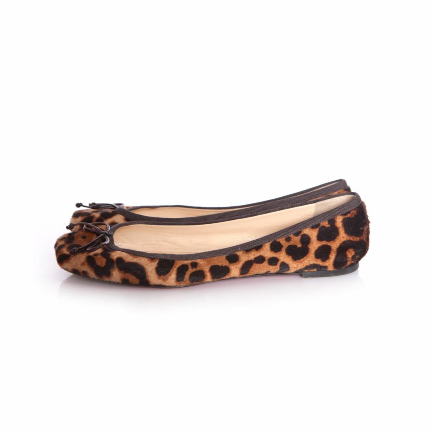 Christian Louboutin, met luipaard bedrukte ponyskin ballerina's in maat  39.5. - Unique Designer Pieces