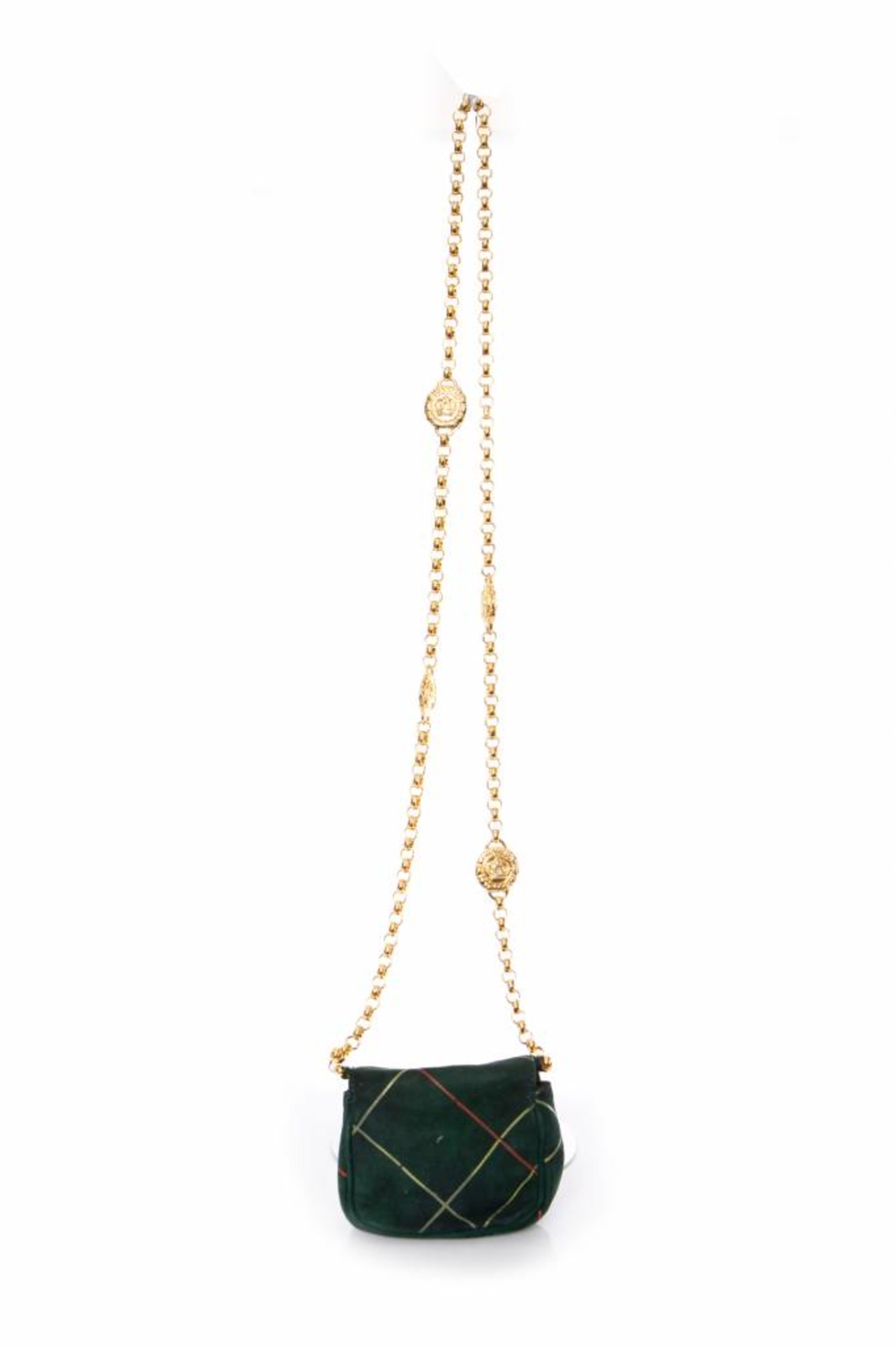 Escada Margeretha Ley Vintage green suede bag with golden chain