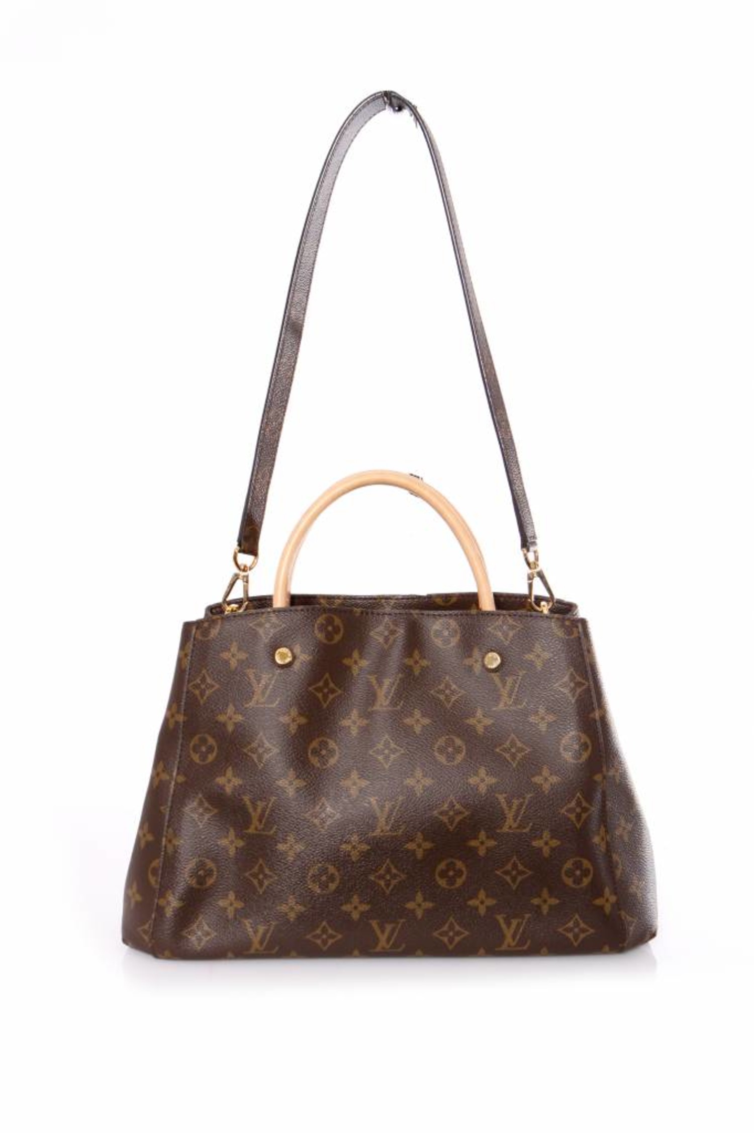 Louis Vuitton Montaigne Top Handle Bag MM Brown Canvas