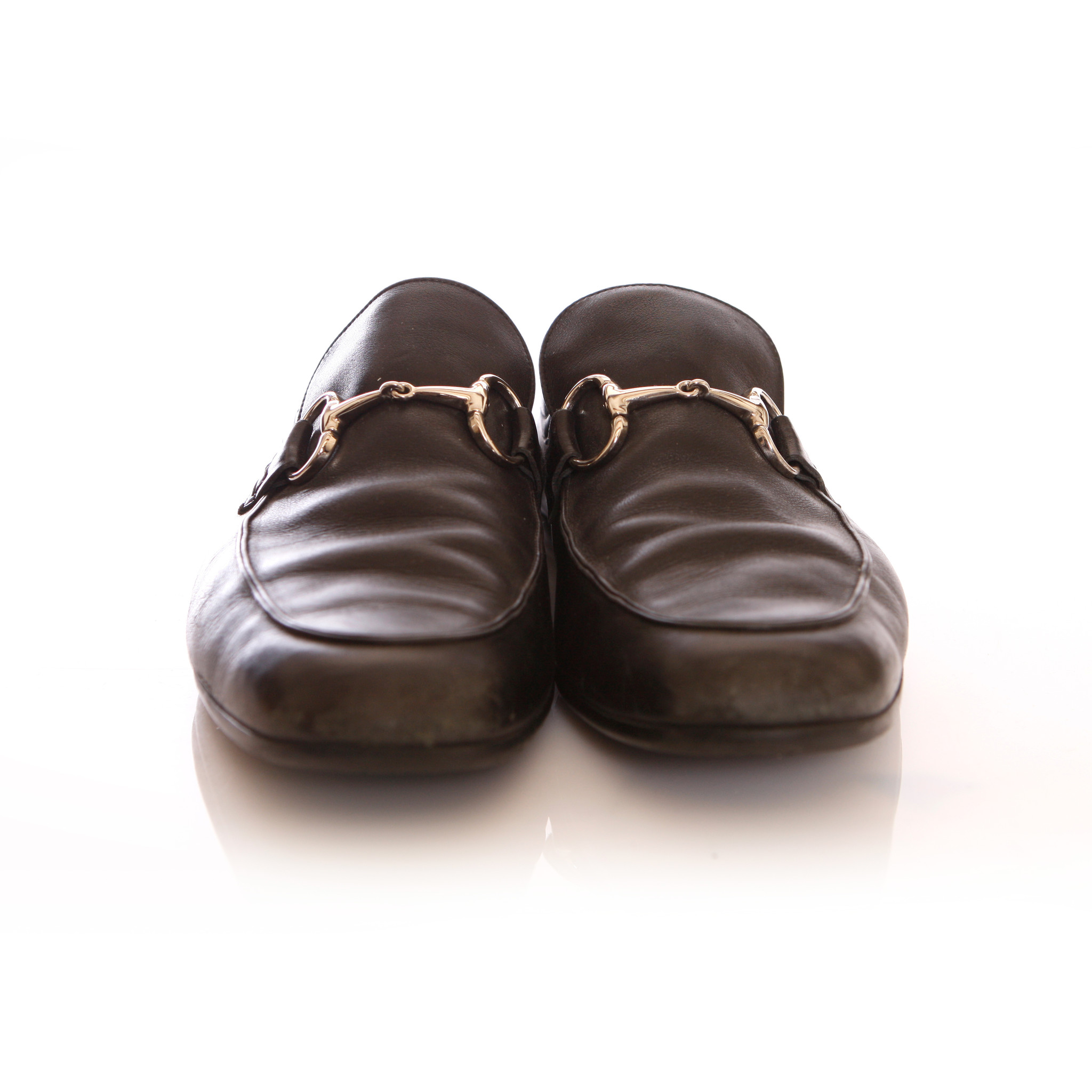 Gucci, black leather loafers with 