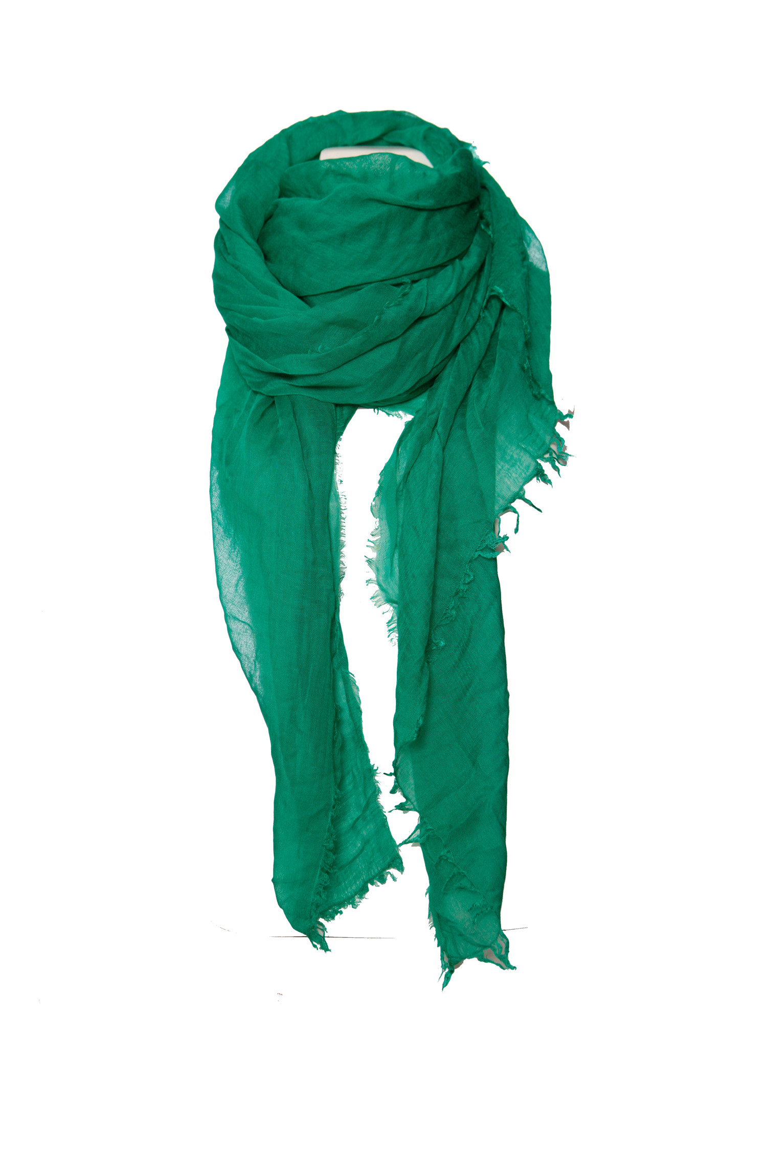 Faliero Sarti, Apple green scarf with raw edges. - Unique Designer Pieces