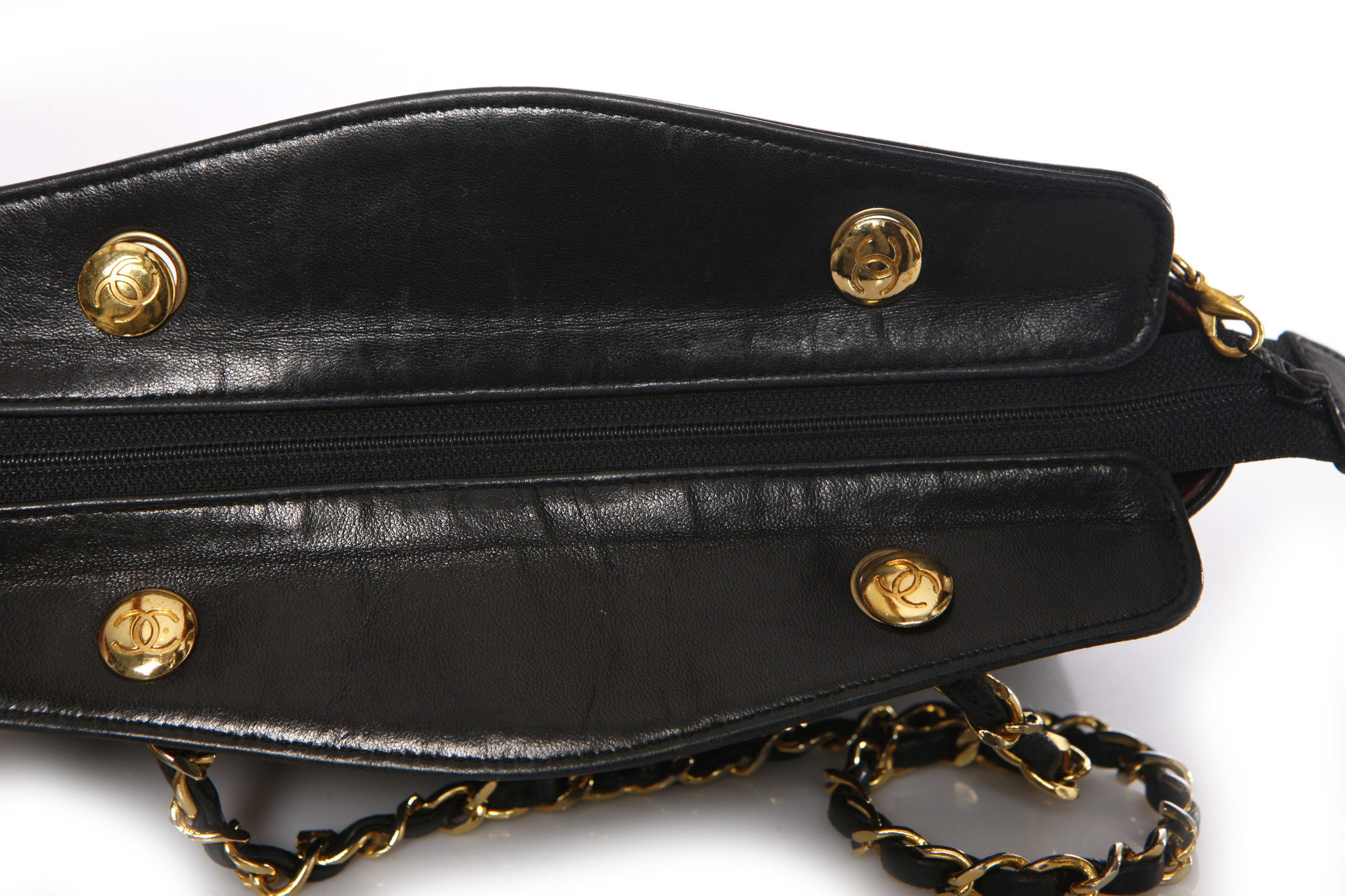 Chanel, Vintage mini black lambskin quilted handbag with gold hardware. -  Unique Designer Pieces