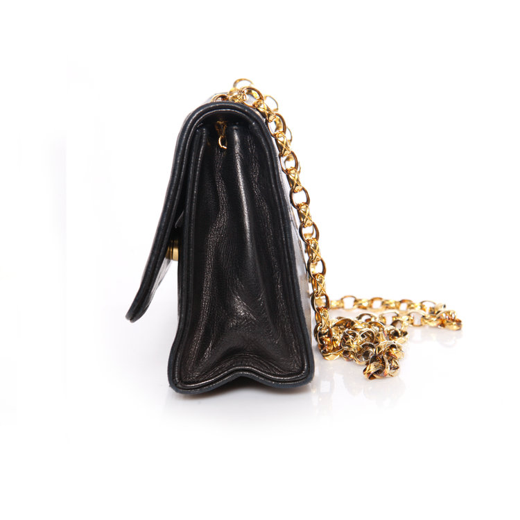 Chanel, Vintage black Lambskin quilted shoulder bag with tassel and ...