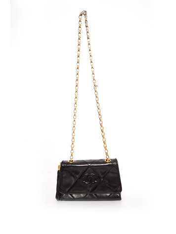 Chanel, Vintage black quilted calf leather shopper/shoulderbag with gold  hardware. - Unique Designer Pieces